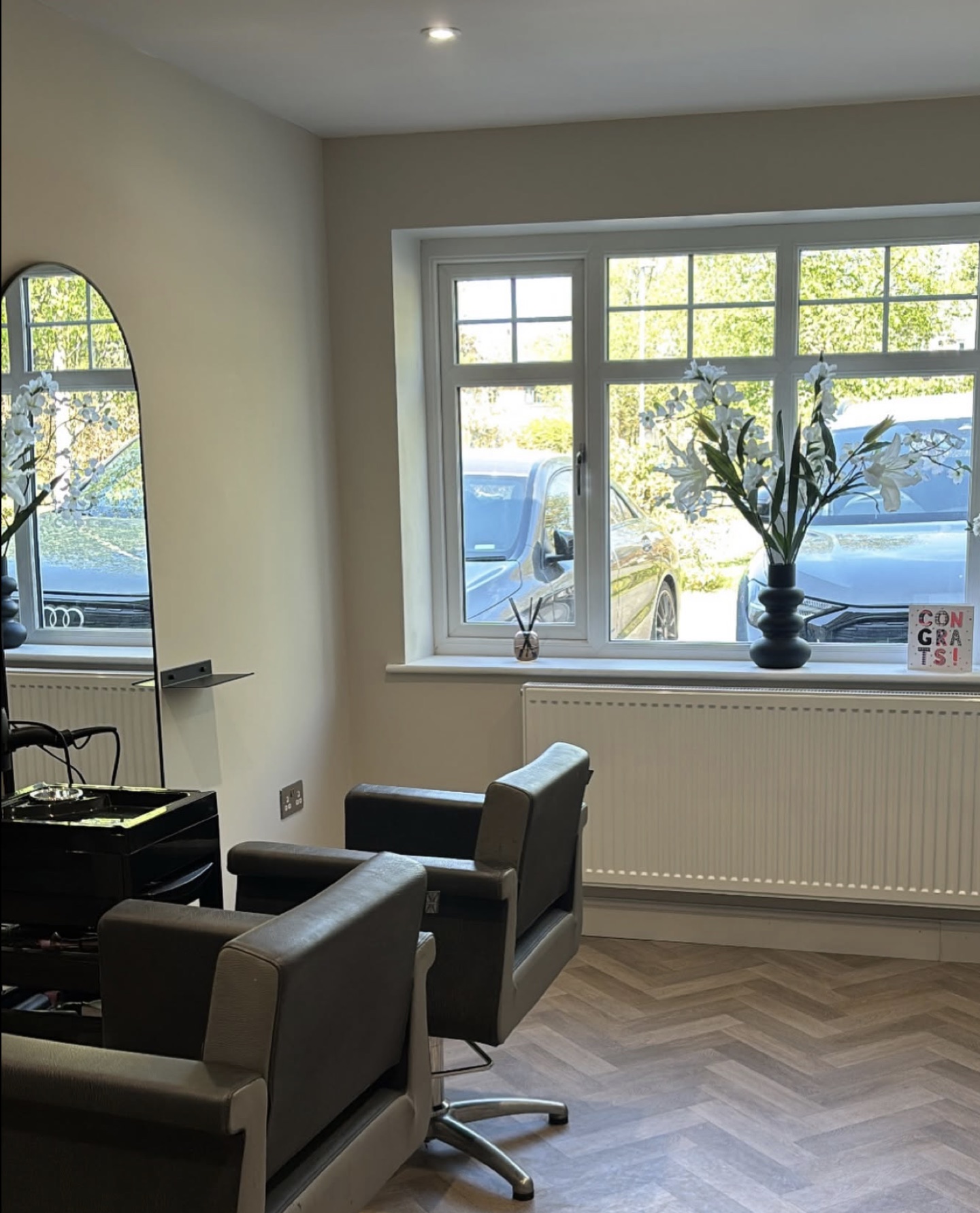 The calm interior of Alex Slater’s private Burnley salon